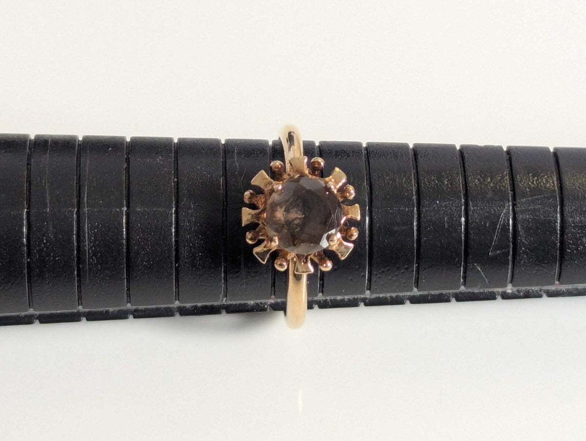 Vintage 9ct Gold Ring Quartz Solid Band Hallmark Size O 1/2