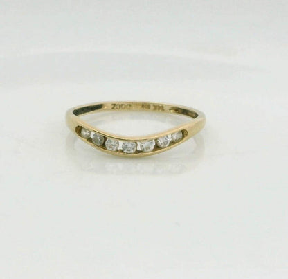 14ct Gold Wishbone Ring Cubic Zirconia Solid Band Hallmark Size O