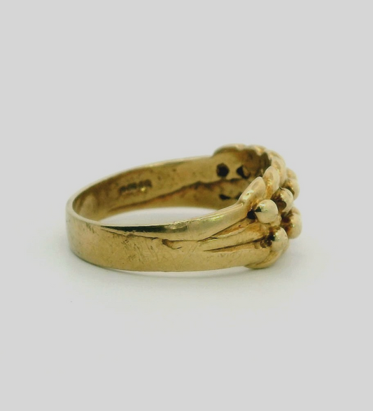 Vintage 9ct Gold Mens Keeper Ring 2 Row Setting Size V UK Hallmarked 6.3g