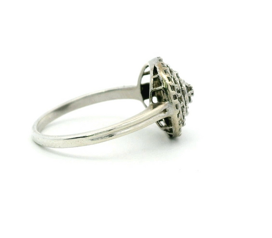 Silver Diamond 0.50ct Ring 925 Stamped Size R 1/2 3.1g Cluster Certificate