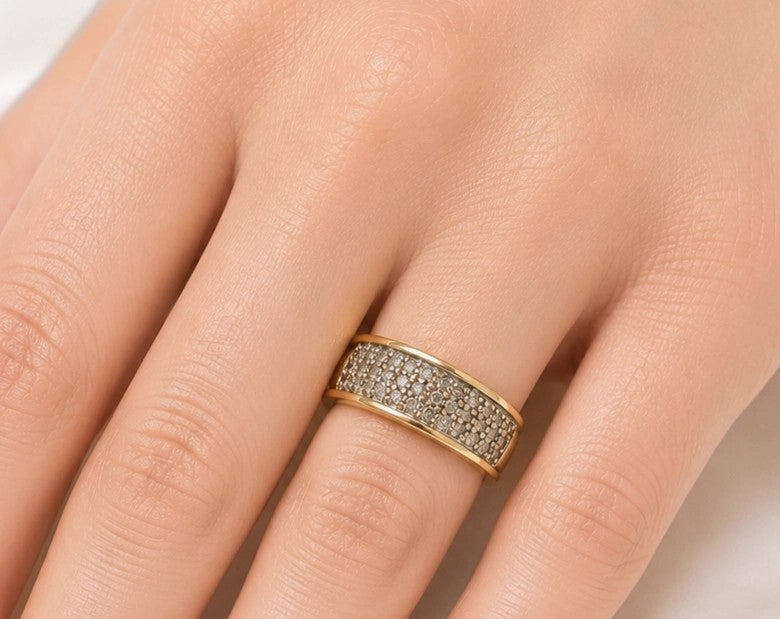 9ct Gold Ring 0.25 ct Diamond Cluster Ring UK Size H 375 DIA 25 Diamonds 2.6g