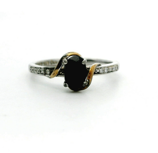 Gold Silver Sapphire Diamond Ring Hallmarked Size J Gold Setting 1.4g