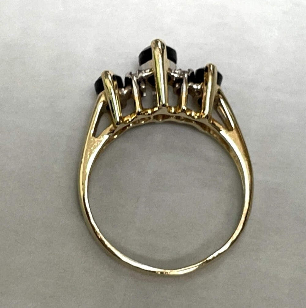 14ct Yellow Gold Ring Sapphire Diamond Stones Size L 14k Stamped 3g