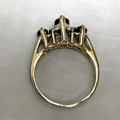 14ct Yellow Gold Ring Sapphire Diamond Stones Size L 14k Stamped 3g