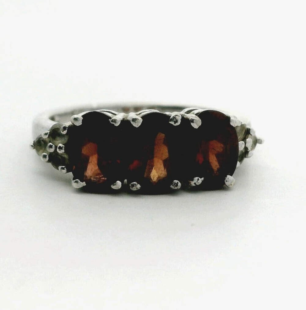 Silver Ring Zircon Stones 925 Stamped Size N Certification Prong Setting
