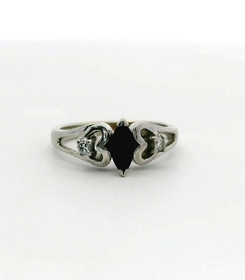 Sapphire Diamond Ring 9ct White Gold Hallmark Size J 1/2 September Birthstone