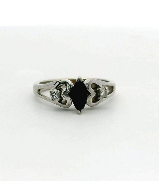 Sapphire Diamond Ring 9ct White Gold Hallmark Size J 1/2 September Birthstone