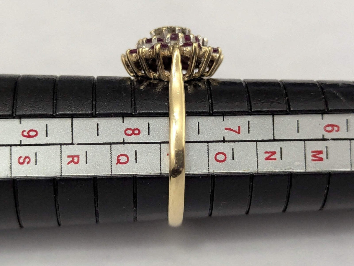 9ct Gold Ring Ruby and Diamond Hallmark Size O 1/2