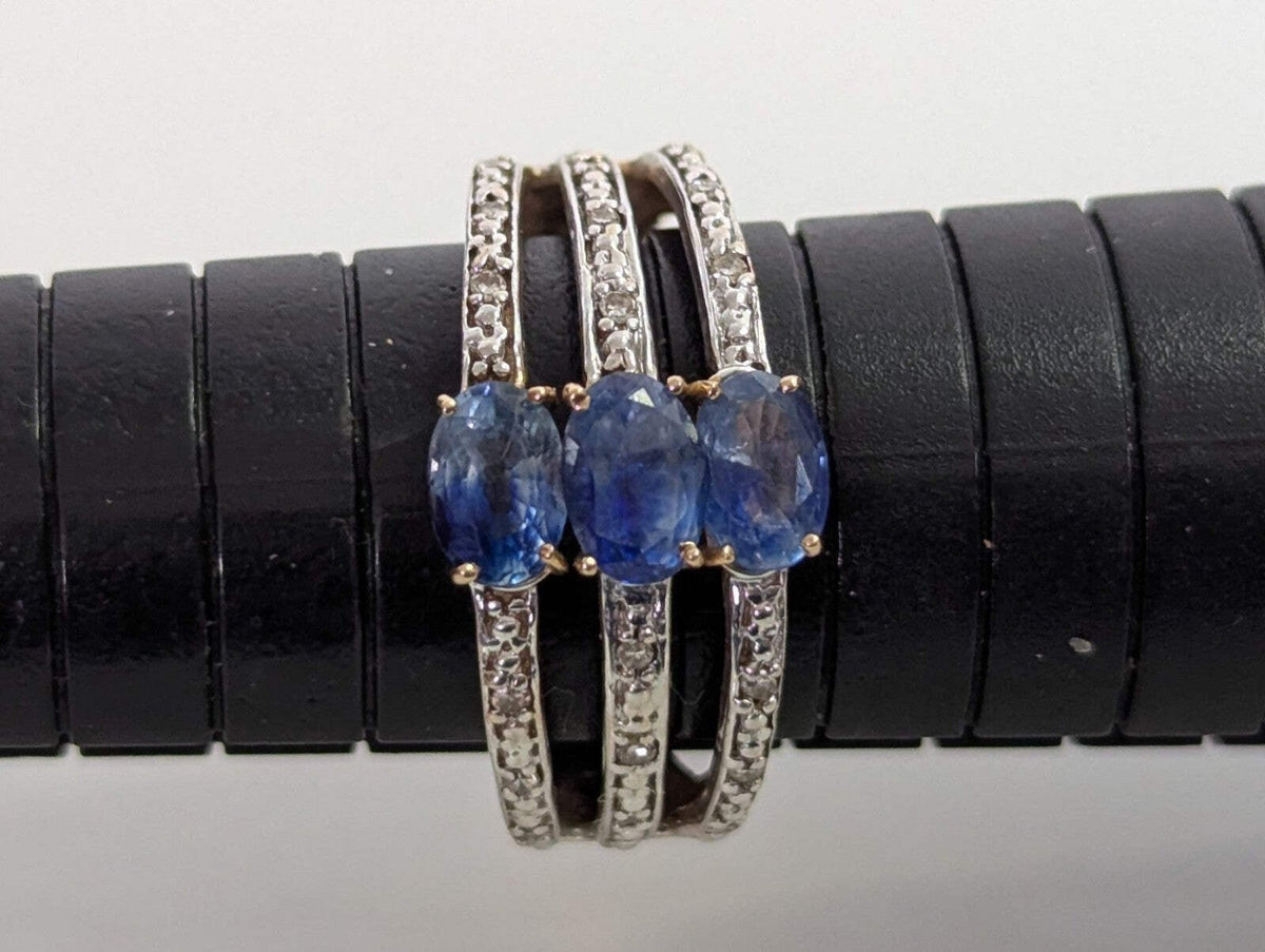 9ct Gold Ring Tanzanite and Diamond Hallmark Size O