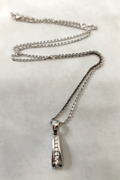 925 Sterling Silver Turquoise Pendant Necklace 18" Stamped Link Chain December