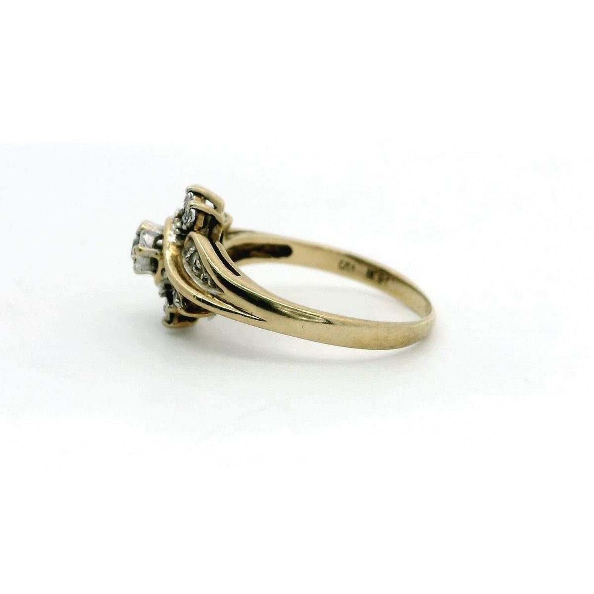 9ct Gold Ring Diamond Stones Size O 1/2 Prong Setting 9ct Stamped 2.7g