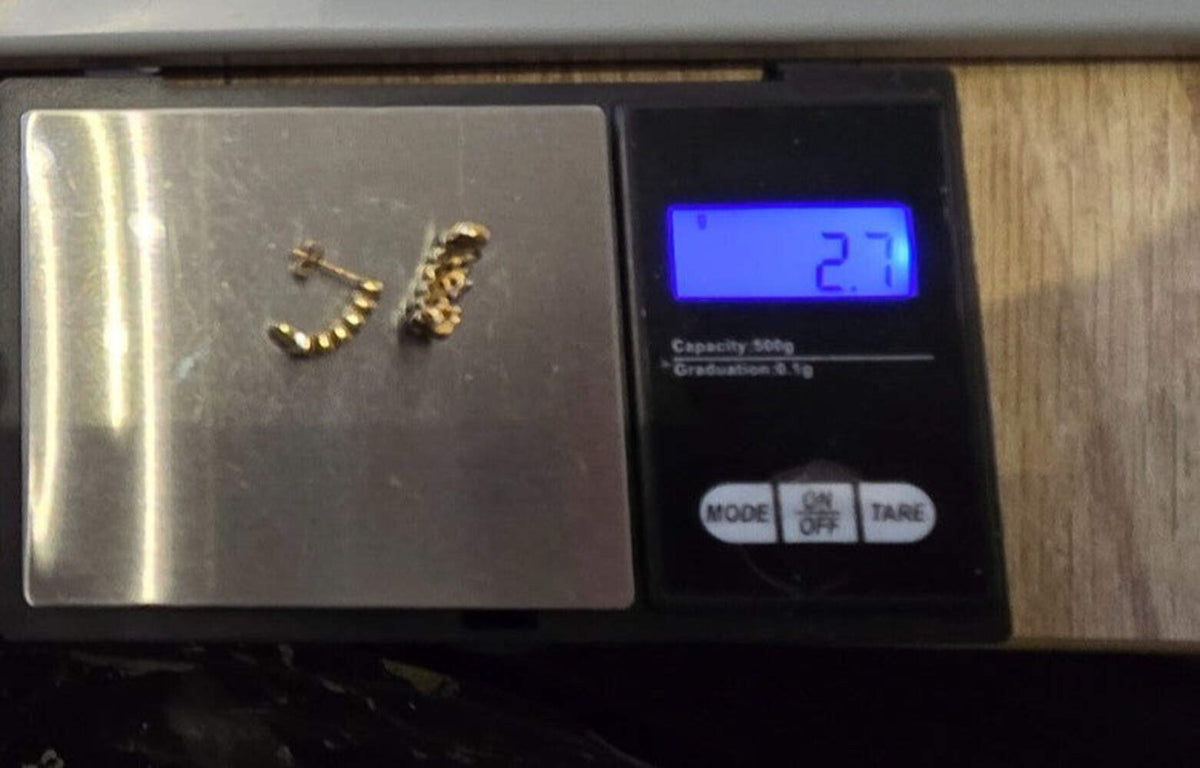 9ct Gold Earrings Cuff Diamonds Stones Authentic Gold Hallmark Size 14mm x 5mm