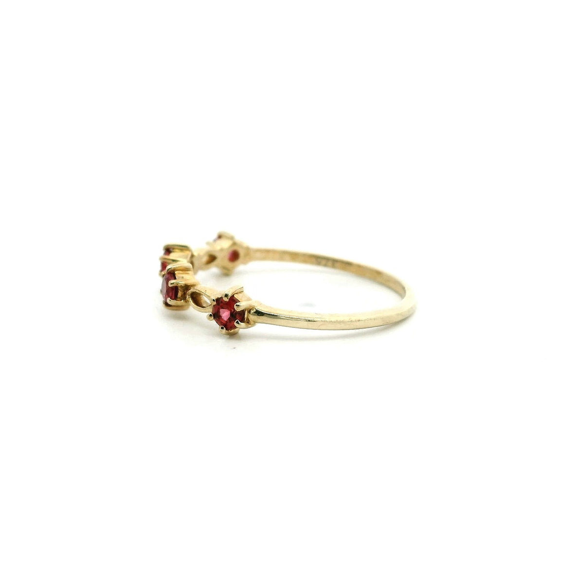 Spinel 9ct Gold Ring Thin Band Hallmark Size N 1/2 1.2g August Birthstone