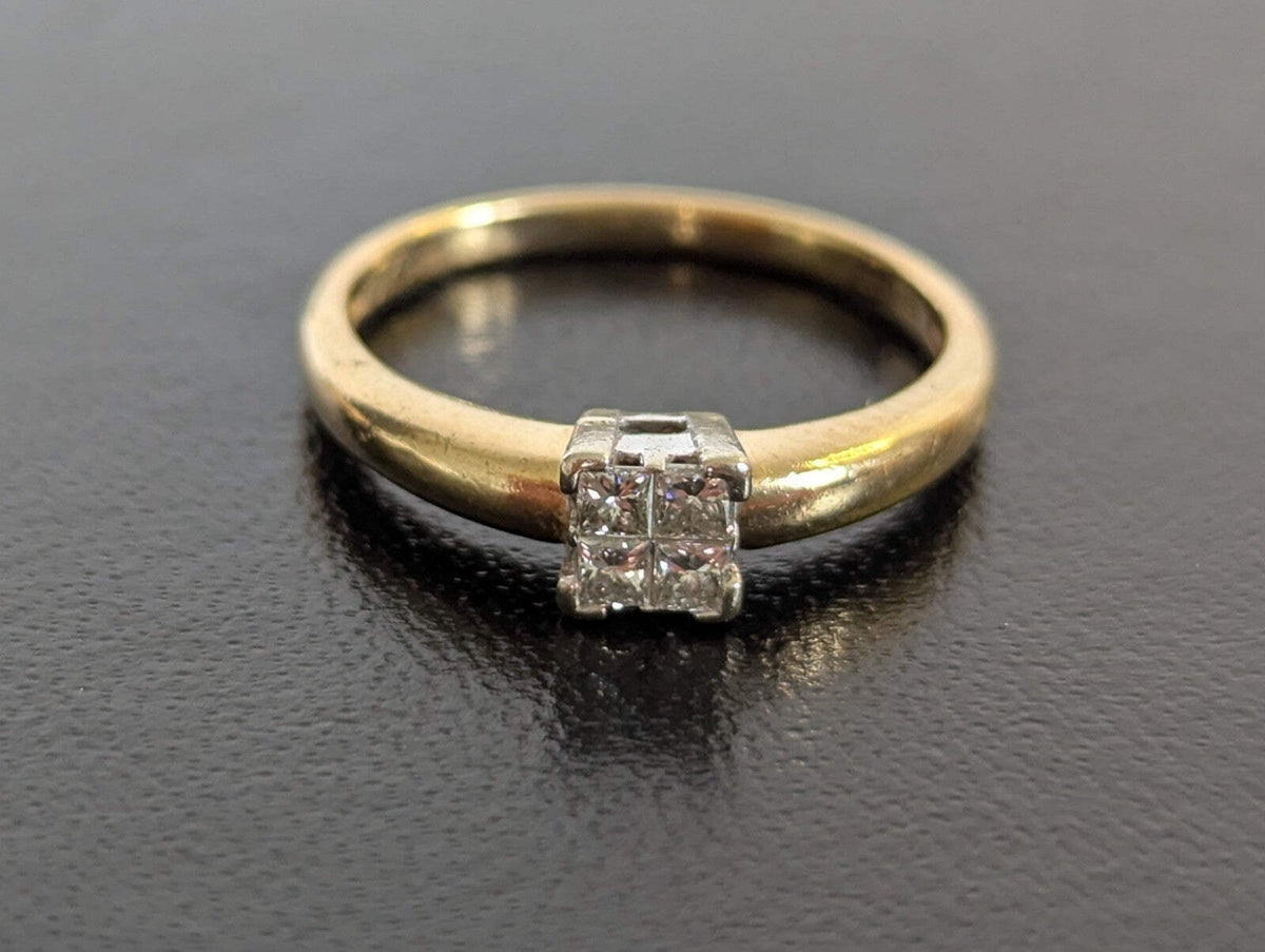 9ct Gold Engagement Ring Diamond Solid Band Hallmarked Size M