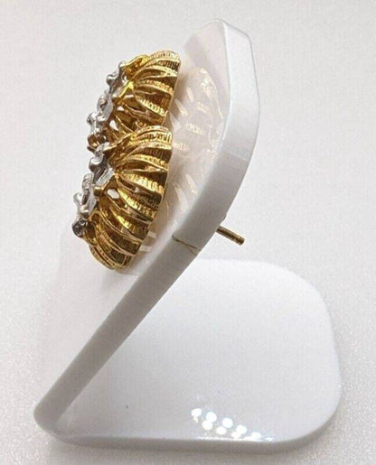 9ct Yellow White Gold Stud Earrings Two Tone Raised Textured Pattern Butterfly