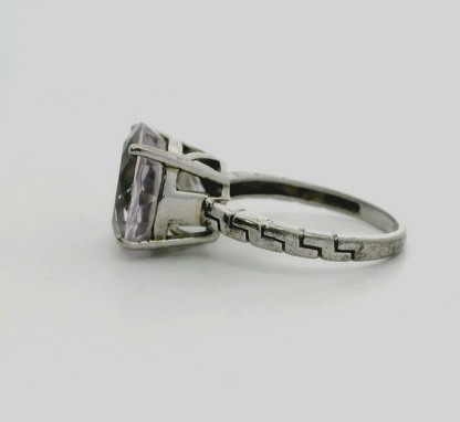 Silver Solitaire Ring Amethyst Stones 925 Stamped Prong Setting Size N 1/2 3.8g