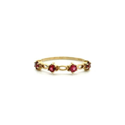 Spinel 9ct Gold Ring Thin Band Hallmark Size N 1/2 1.2g August Birthstone