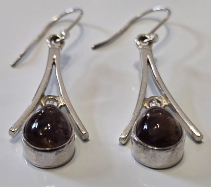 925 Sterling Silver Cacoxenite Drop Earrings Super Seven Quartz Hook Certificate