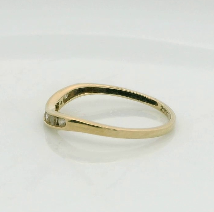 14ct Gold Wishbone Ring Cubic Zirconia Solid Band Hallmark Size O