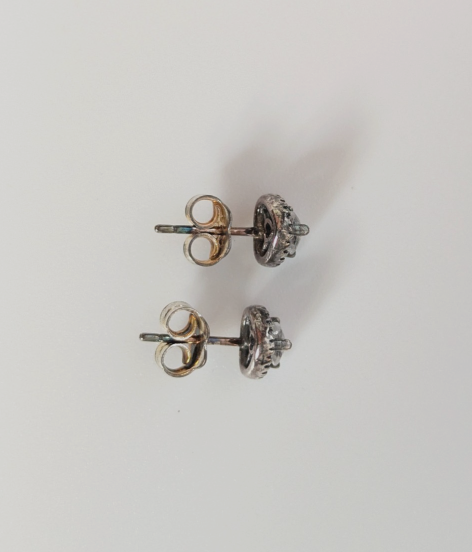 Pandora Earrings Cubic Zirconia Stones 925 ALE Stamped 1.1g Heart Shaped
