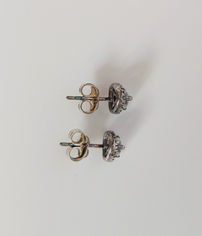 Pandora Earrings Cubic Zirconia Stones 925 ALE Stamped 1.1g Heart Shaped