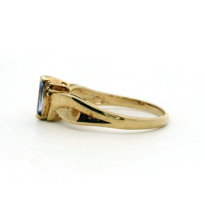 9ct Gold Ring Tanzanite Diamond Hallmark O 1/2