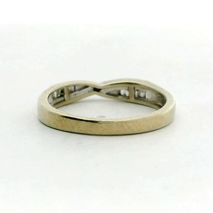 9ct Gold Twist Band Ring Diamond Gemstones Size K Metal Hallmarked 1.7g