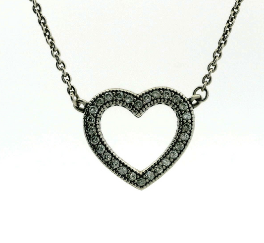 Pandora Loving Hearts Silver Necklace S925 ALE Stamped 44cm Long 4.3g