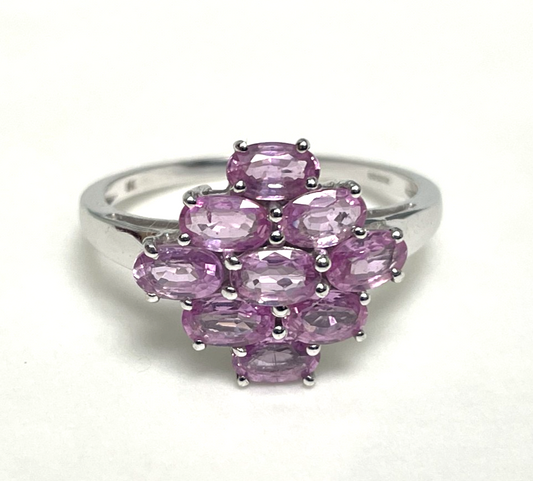 9ct Gold Ring Sapphire Stones Ring Size S 375 UK Hallmarked 2.8g Prong Setting