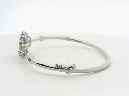 Silver Bangle Bracelet Snowflake Diamonds 925 Stamped Certificate 9.8g