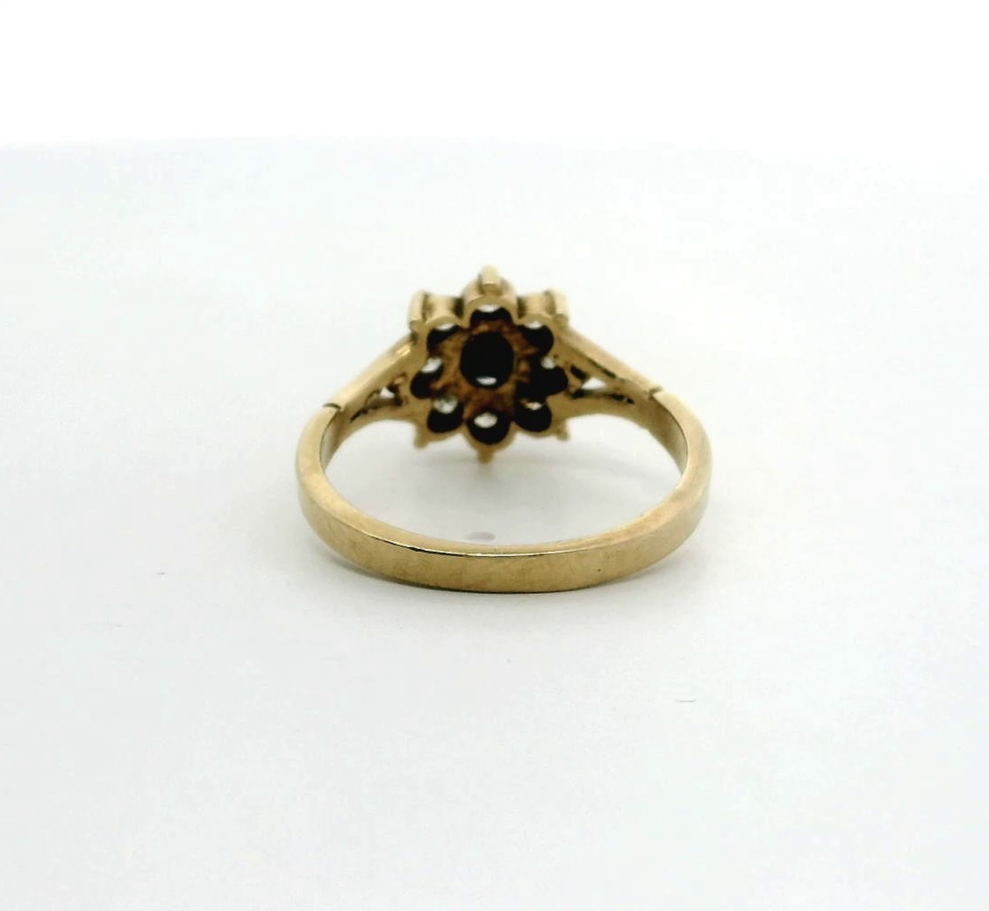9ct Gold Ring Sapphire Stones Size M 1/2 UK Hallmarked 2.7g Split Shank Band