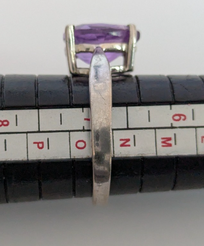 Silver Ring Amethyst 925 Stamped Size N Certificate 6g February Birthstone