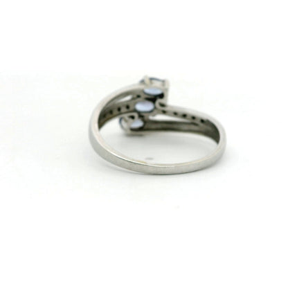 Tanzanite and Diamonds Ring 9ct White Gold UK Hallmark Size R 1/2 2.9g