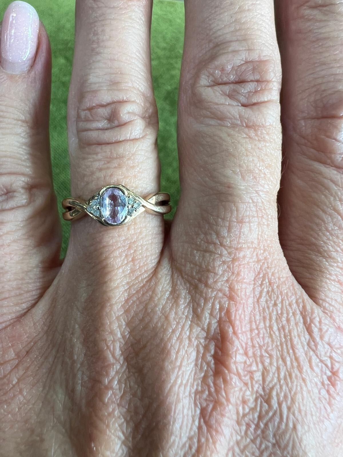 9ct Gold Ring Sapphire Diamond Stones Size N 1/2 375 Stamped 2g Crossover Band