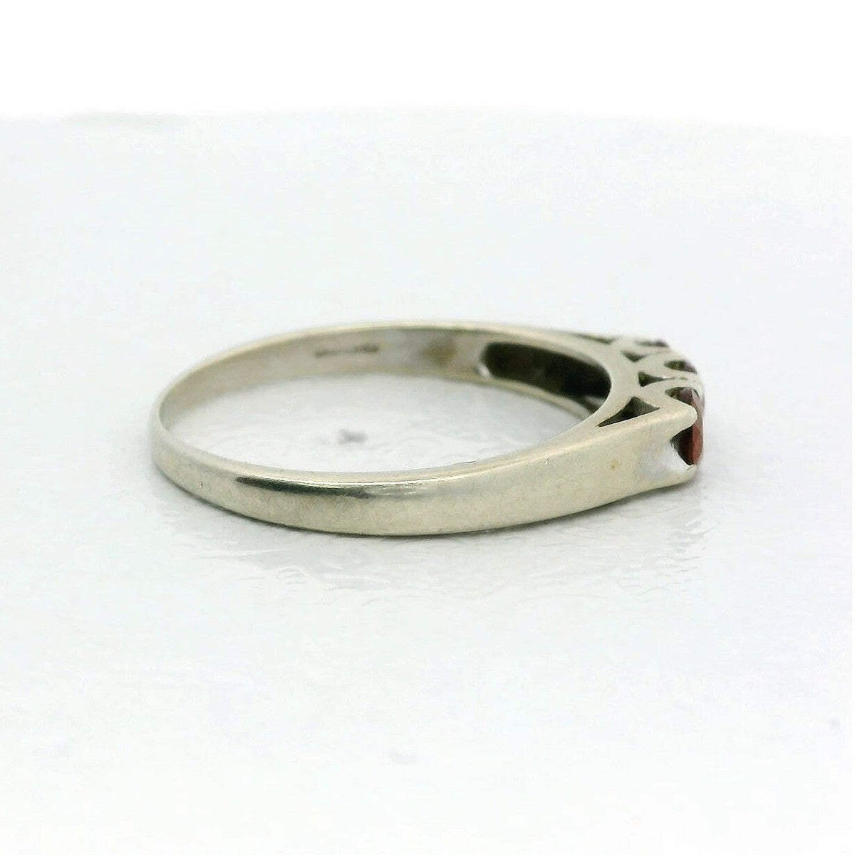 Silver Ring Mexican Fire Opal 925 Stamped Size Q 1.5g October Birthstone