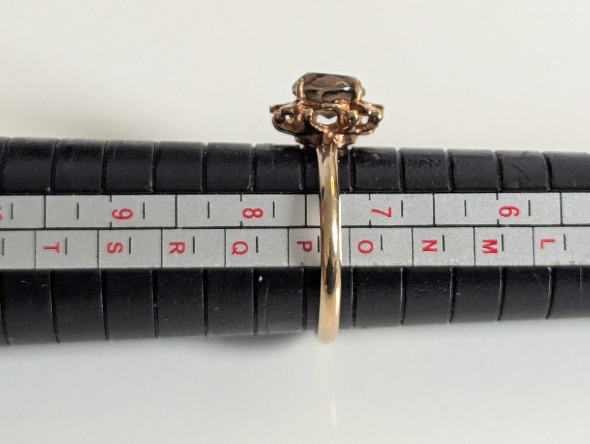 Vintage 9ct Gold Ring Quartz Solid Band Hallmark Size O 1/2