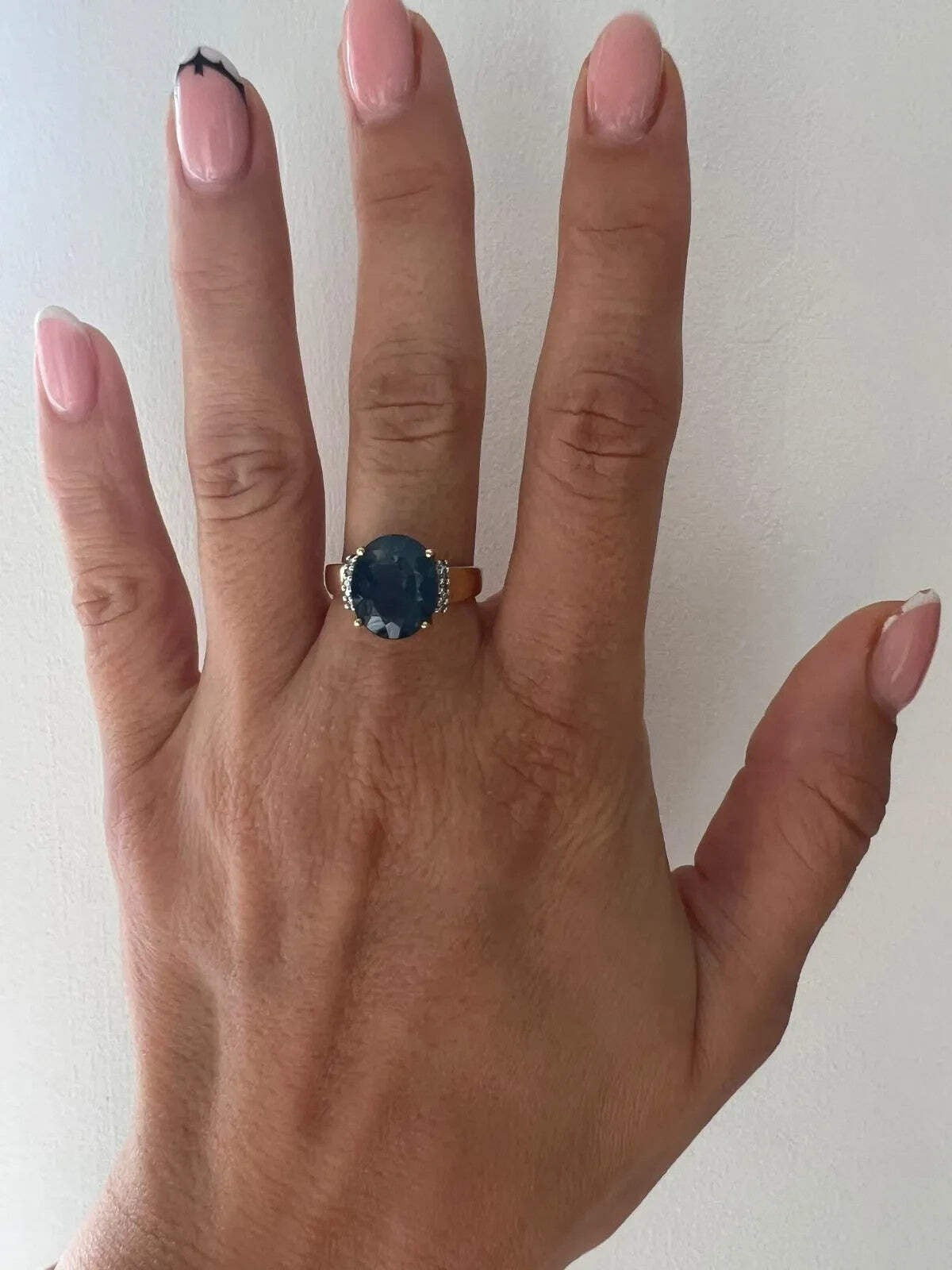 9ct Gold Ring Quartz Diamond Gemstones Size O Hallmarked 375 Cocktail 3.2g