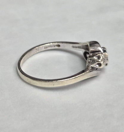 9ct White Gold Ring Aquamarine and Diamond Stones Authentic Hallmark Ring Size L