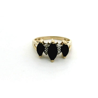 14ct Yellow Gold Ring Sapphire Diamond Stones Size L 14k Stamped 3g