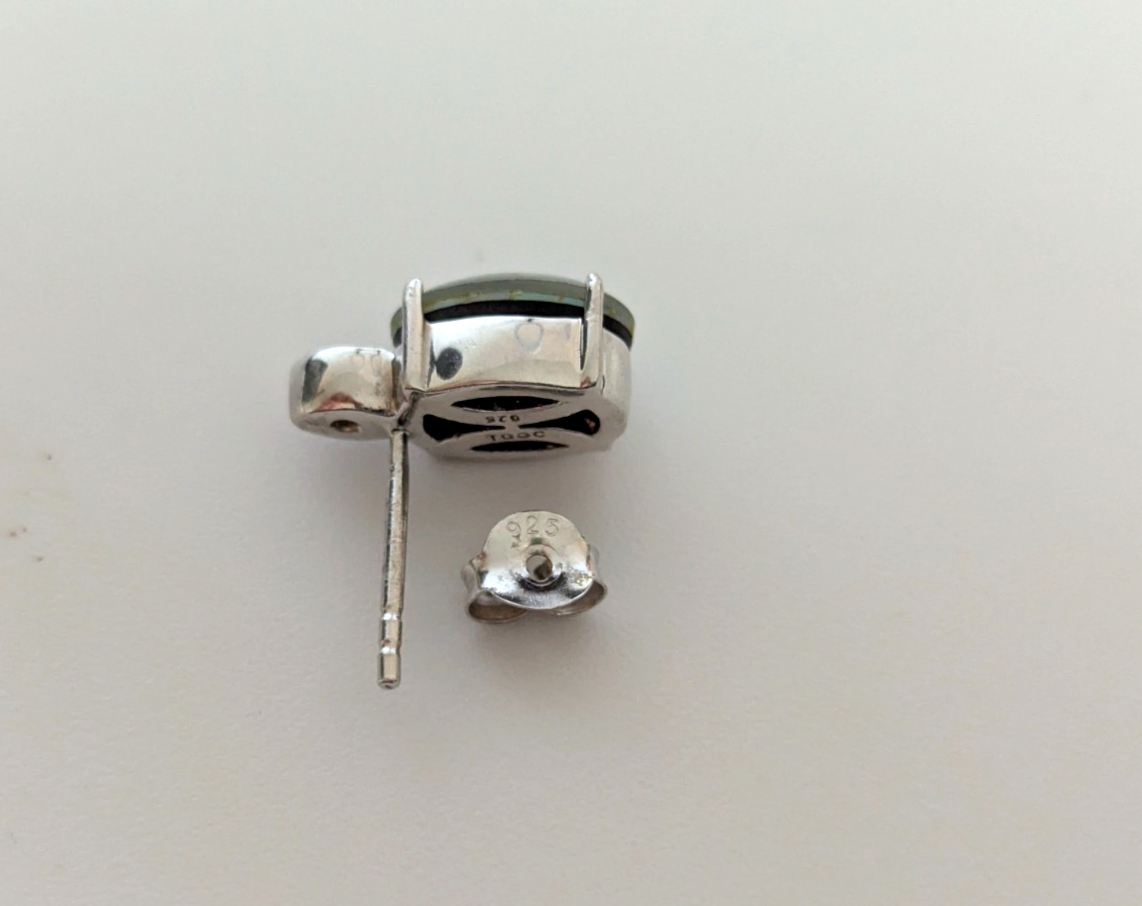 Silver Stud Earrings Opal Topaz Stones 925 Stamped Butterfly Backs Certification