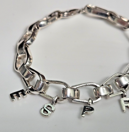 Esprit 925 Sterling Silver Charm Bracelet Letter Initial Alphabet 18cm