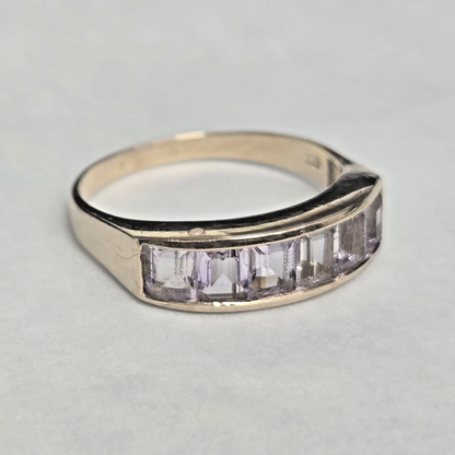 9ct Gold Ring Amethyst Purple 6x Channel Set Size N 1/2 Hallmarked
