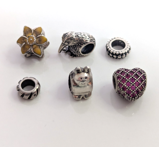 Pandora Silver Charm Spacer Bracelet Heart Pig Eagle 925 ALE Stamped Joblot