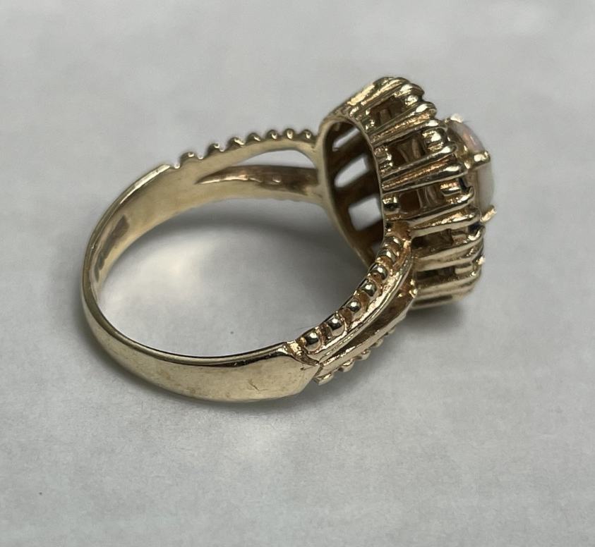 9ct Gold Ring Opal and Sapphire Solid Band Hallmark Size K