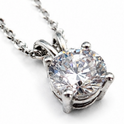 925 Sterling Silver Cubic Zirconia CZ Pendant Necklace 45 Solitaire Chain Gift