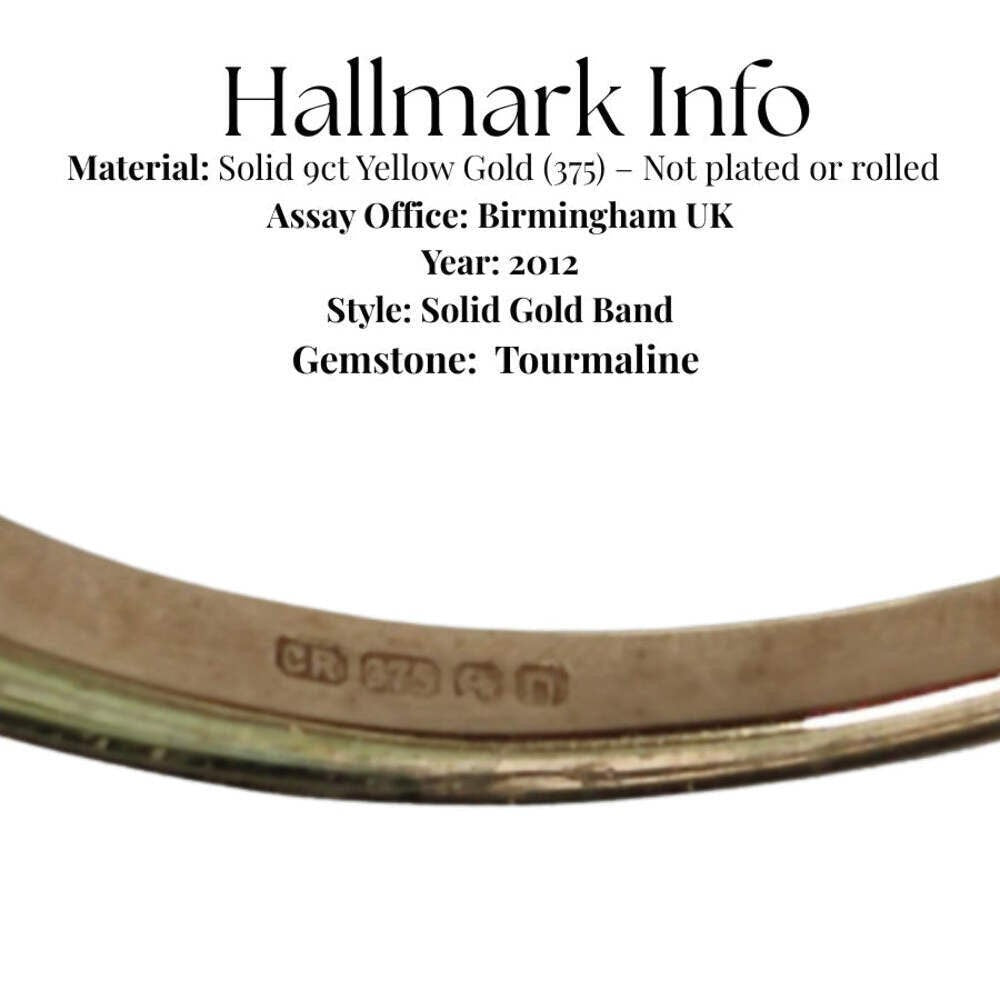 9ct Gold Ring Tourmaline Hallmark Size S 3g