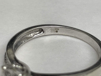 9ct White Gold Ring Diamond 0.20ct Stones Solid Band Hallmark Ring Size O