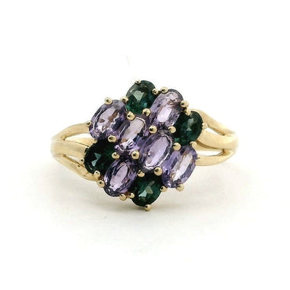9ct Gold Ring Amethyst & Sapphire Hallmark Size R 3.4g