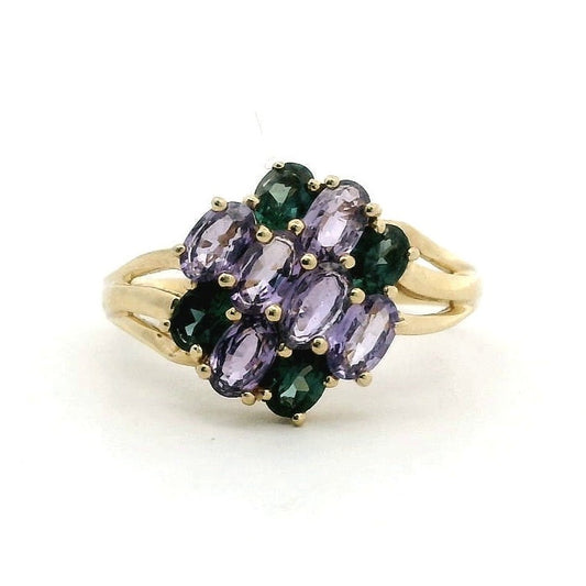 9ct Gold Ring Amethyst & Sapphire Hallmark Size R 3.4g