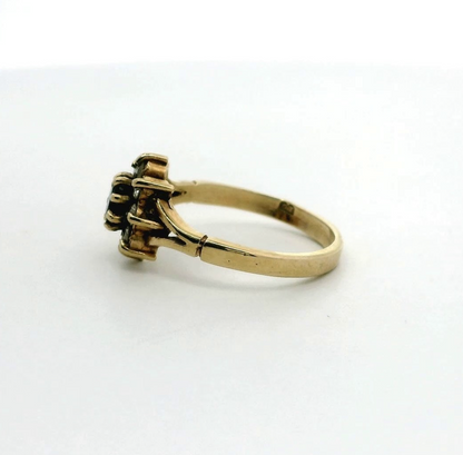 9ct Gold Ring Sapphire Stones Size M 1/2 UK Hallmarked 2.7g Split Shank Band